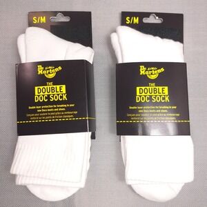 2-Pairs Dr. Martens The Double Doc Sock White Size S/M Cotton Blend